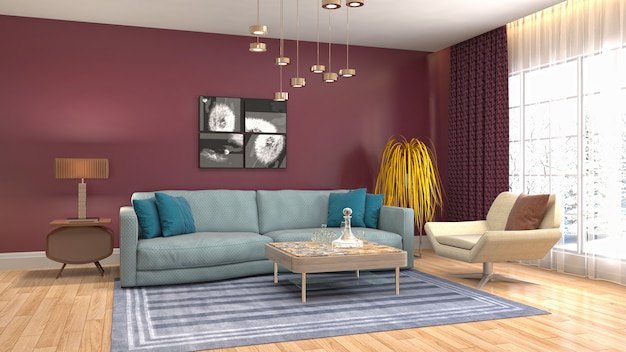 Illustration of the living room interior