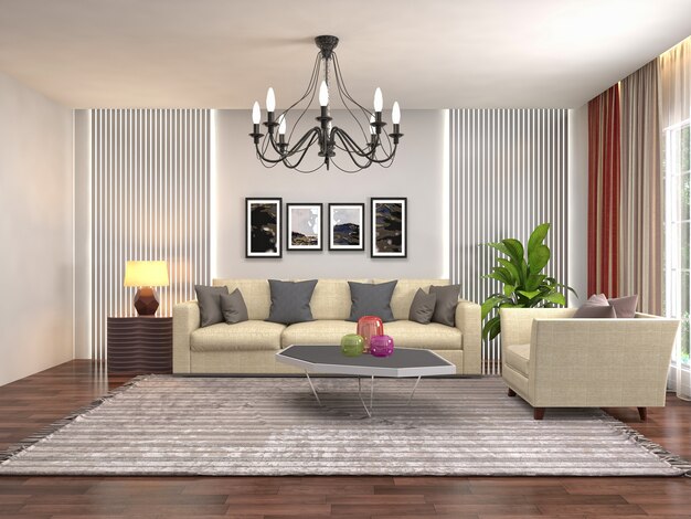 Illustration of the living room interior