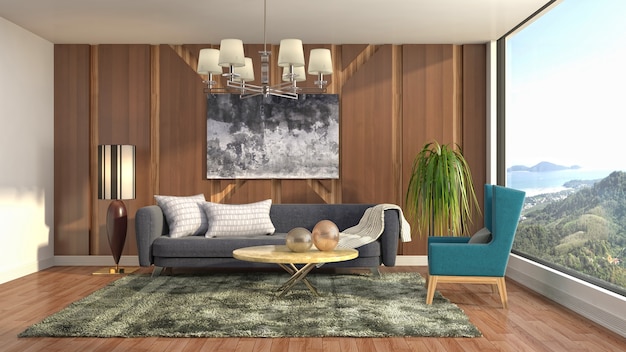 Illustration of the living room interior