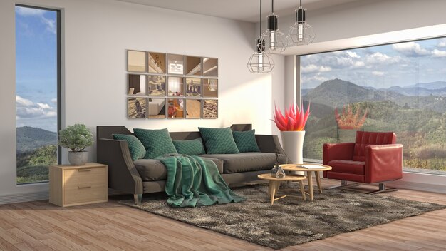 Illustration of the living room interior