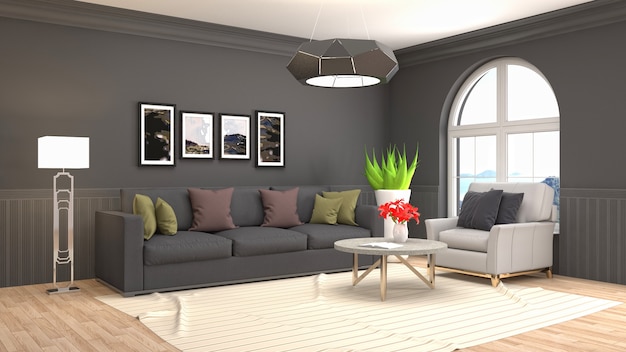 Illustration of the living room interior