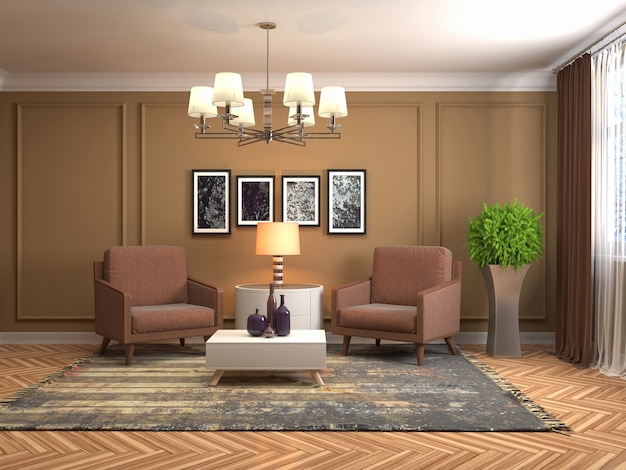 Illustration of the living room interior