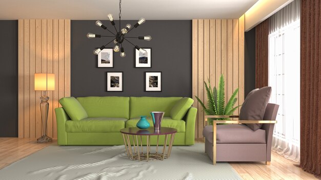 Illustration of the living room interior