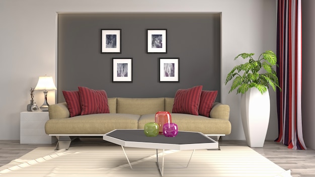 Illustration of the living room interior