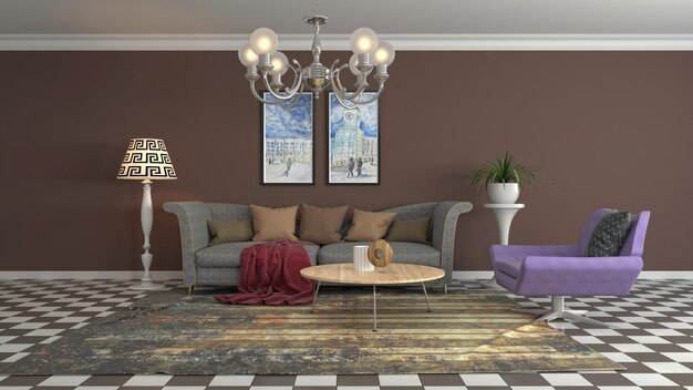 Illustration of the living room interior