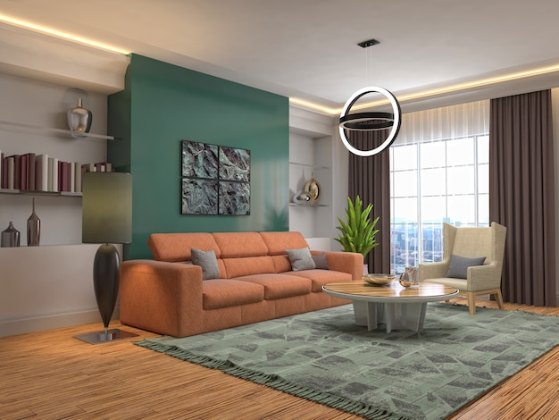 Illustration of the living room interior