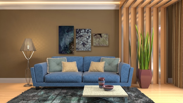 Illustration of the living room interior