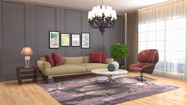 Illustration of the living room interior