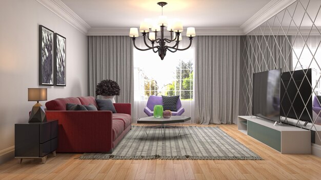 Illustration of the living room interior