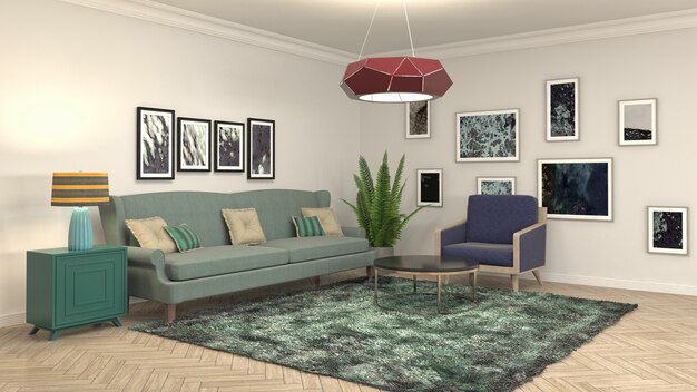 Illustration of the living room interior