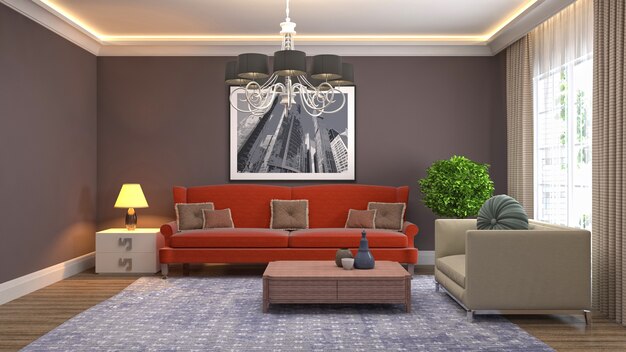 Illustration of the living room interior