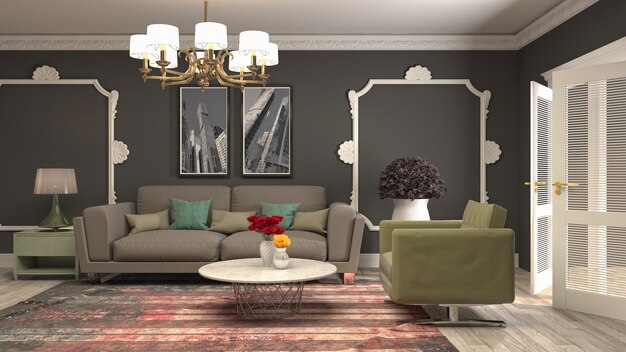 Illustration of the living room interior