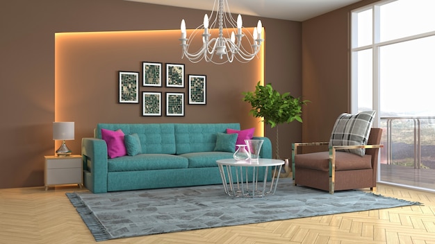 Illustration of the living room interior