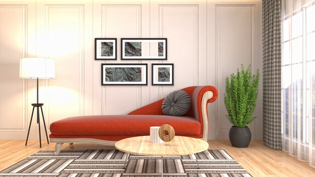 Illustration of the living room interior