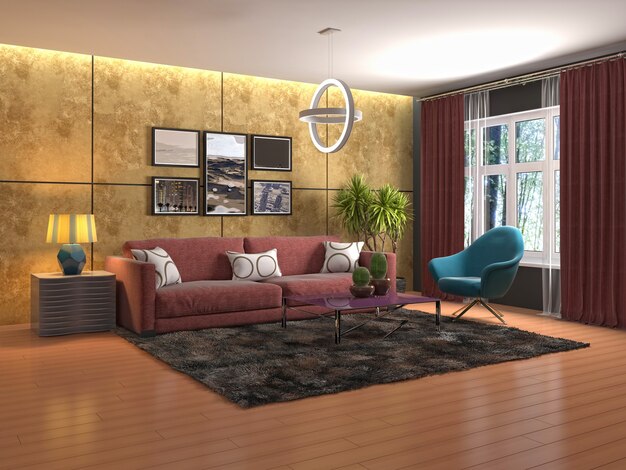 Illustration of the living room interior