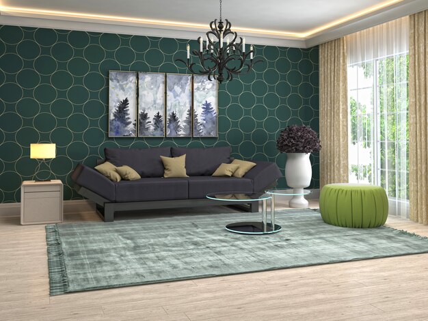 Illustration of the living room interior