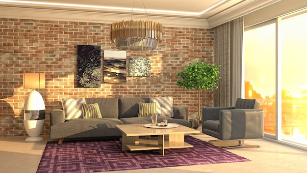 Illustration of the living room interior