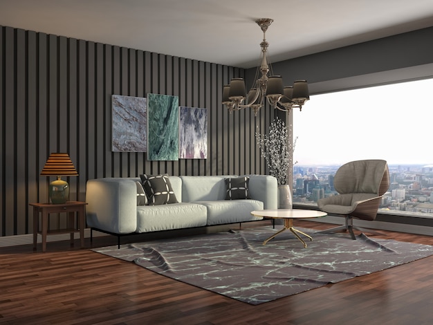 Illustration of the living room interior