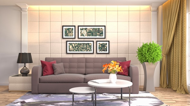 Illustration of the living room interior