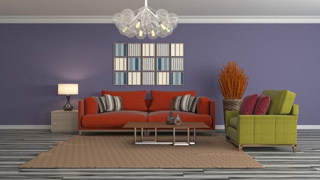 Illustration of the living room interior