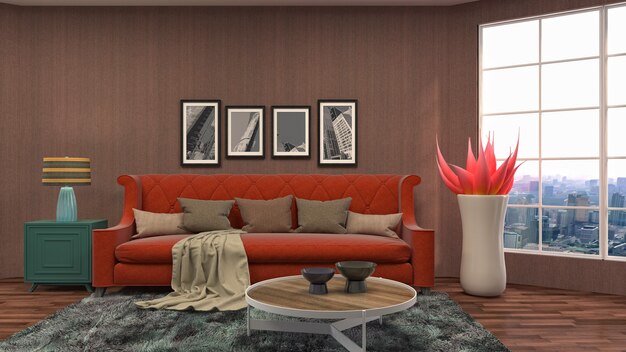 Illustration of the living room interior