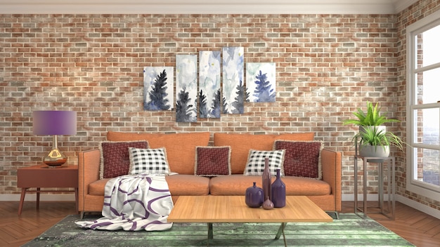 Illustration of the living room interior