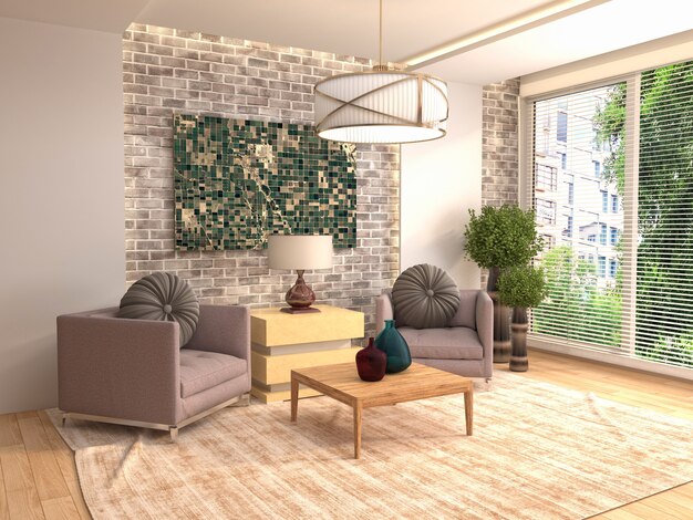 Illustration of the living room interior