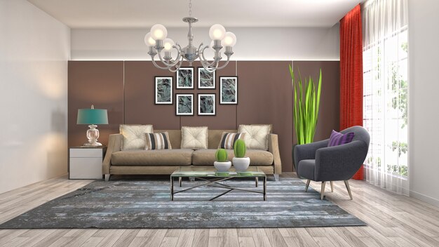 Illustration of the living room interior