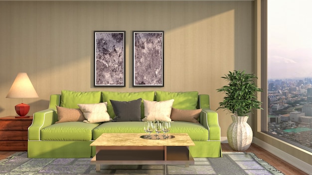 Illustration of the living room interior