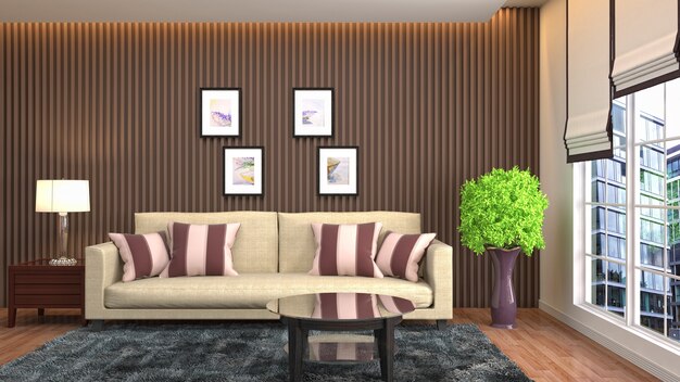 Illustration of the living room interior