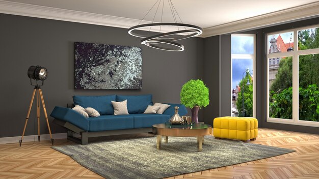 Illustration of the living room interior