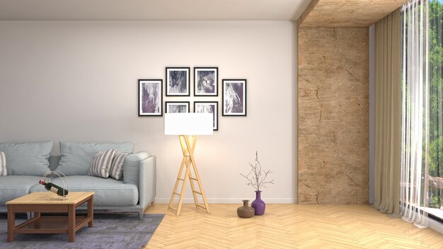 Illustration of the living room interior