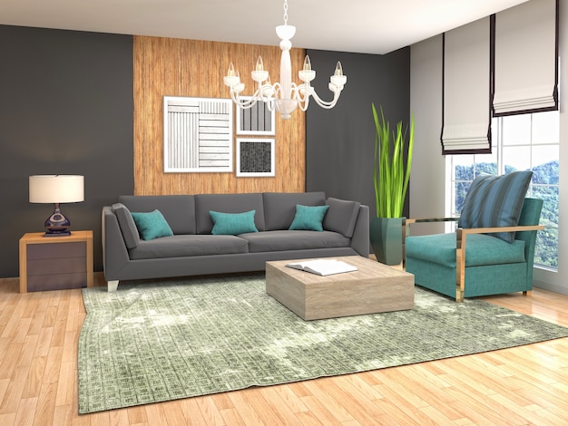 Illustration of the living room interior