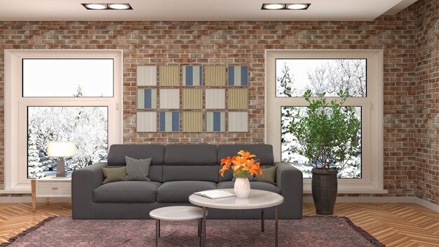 Illustration of the living room interior