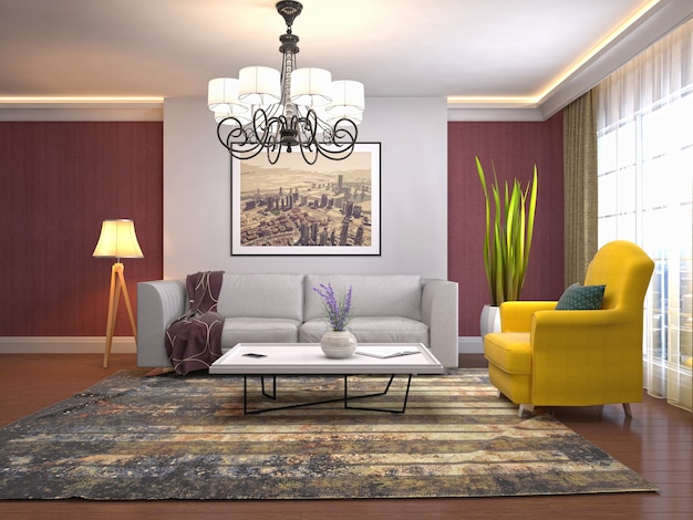 Illustration of the living room interior