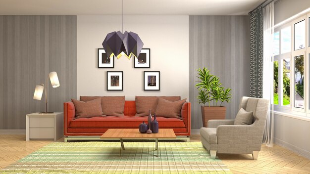 Illustration of the living room interior