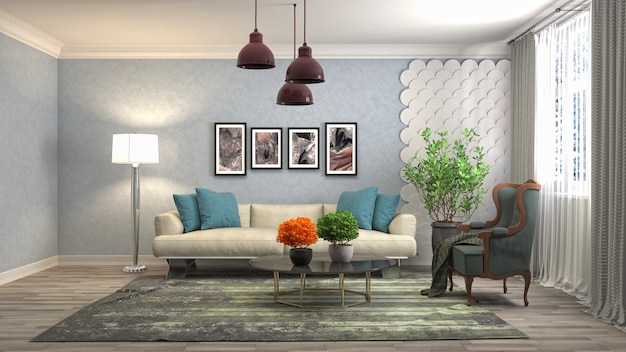 Illustration of the living room interior