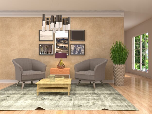 Illustration of the living room interior