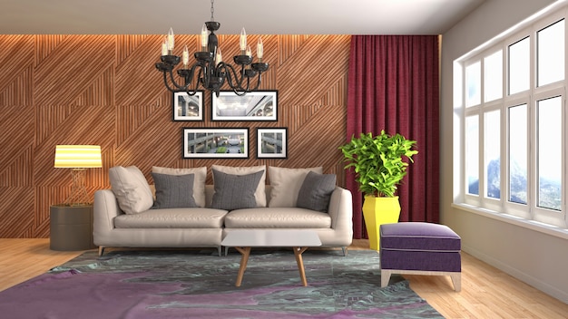 Illustration of the living room interior