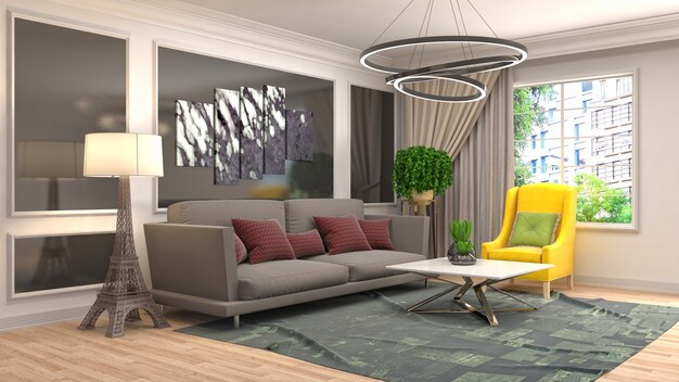 Illustration of the living room interior