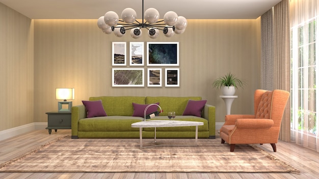 Illustration of the living room interior