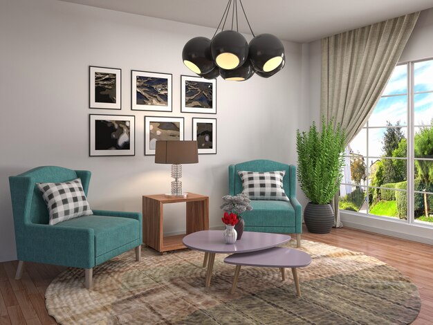 Illustration of the living room interior