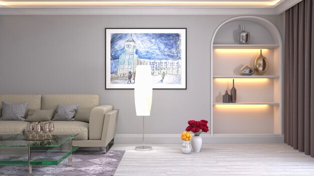 Illustration of the living room interior