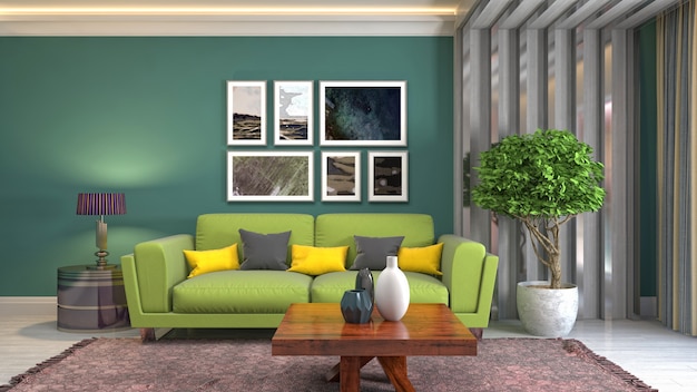 Illustration of the living room interior