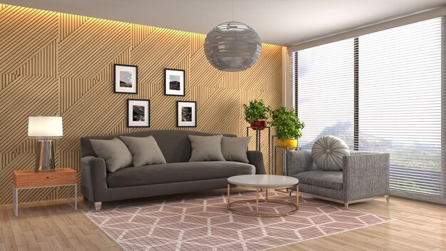 Illustration of the living room interior