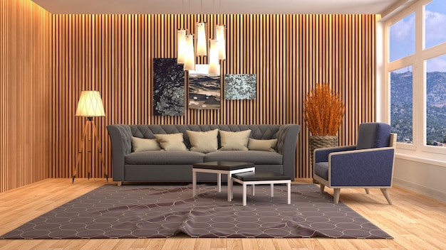 Illustration of the living room interior