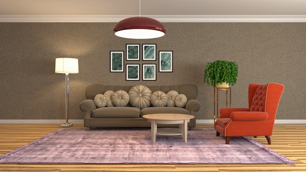 Illustration of the living room interior