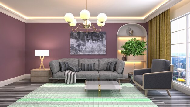 Illustration of the living room interior