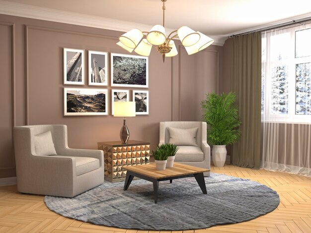 Illustration of the living room interior