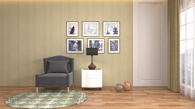 Illustration of the living room interior